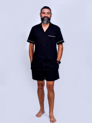 Pijama Masculino Curto de Malha Estilo Americano -2079