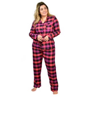 Pijama Bumabei Americano Viscose  Xadrez Uva – 2054